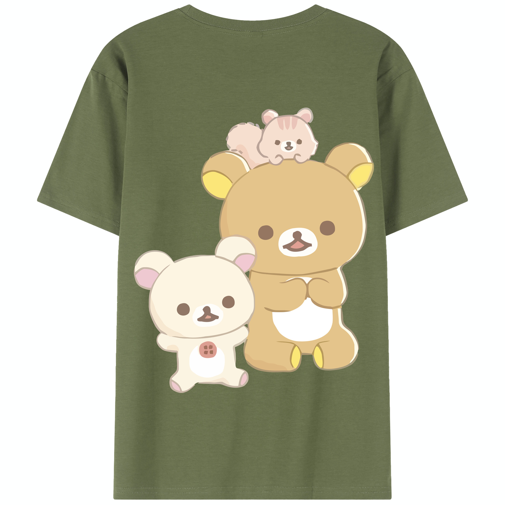 （画像用） リラックマ リラックマ キイロイトリ Rilakkuma Korilakkuma Kiiroitori 綿100％半袖Tシャツ（背面プリント）